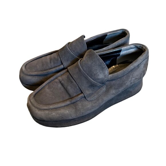 Stephane Kelian Shoes - Stephane Kelian Paris Gray Suede Chunky Platform Slip On Loafer Shoes Womens 6.5